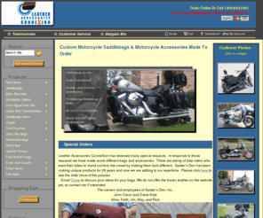 leatherconnexion.com: Leather motorcycle saddlebags & accessories
Leather motorcycle saddlebags & accessories, online catalog of custom saddlebags, chaps, tool pouches and saddlebag support systems, like Easy Brackets