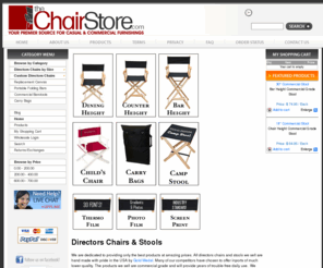 gameroomchairs.com: Directors Chairs, Portable Folding Bars, Canvas Replacement Covers, and Barstools from TheChairStore.com
Directors Chairs - TheChairStore.com is the leading source for directors chairs, replacement covers, and portable folding bars.