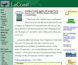 lacoast.gov: LaCoast.gov - The Louisiana Coastal Wetlands Conservation and Restoration Task Force Web site
