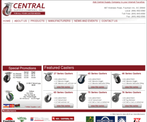 castersupplyco.com: Welcome: Central Supply Company, Inc.
Central Supply Company has been in the caster business for over 25 years. We now carry over 25 different brands of casters and wheels, along with a variety of hand trucks, carts and pallet jacks.