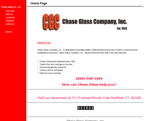 chaseglass.com: About Chase Glass Company
Full service commercial and residential glass company serving Connecticut and Massachusettes.  We provide custom work.