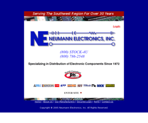 neumannelectronicsinc.com: Neumann Electronics, Inc Official Web Site
(800)786-2548 - Neumann Electronics,Inc. - Your #1 Source For Passive, Electromechanical, Interconnect and Discrete Semiconductor Electronic Components.  Serving the Southwest Region For Over 30 Years.