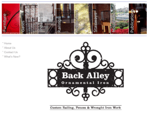 backalleyornamentaliron.com: Back Alley Ornamental Iron
A Web site that showcases the work of Alex Langston, an iron welder who creates ornamental gates, rails, furniture, stairways and industrial items based out of Louisville, Ky.