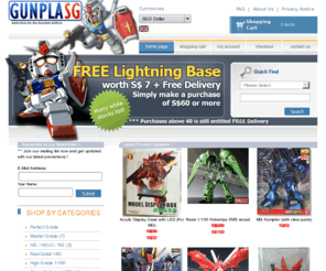 gunplasg.com: Gunpla SG - Singapore Online Gundam Store
We are a Singapore Local Online Store and we aim to bring in more competitive priced Gundam Model Kits, Resins Conversion Kits, Airbrushes, Compressors and Accessories for all Gundam Addicts.