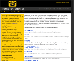 vombenterprises.com: Vomb Enterprises Hand Tools Manufacturers and Exporters from India
Manufacturers and Exporters of Hand Tools and Leather Tool kits from India.