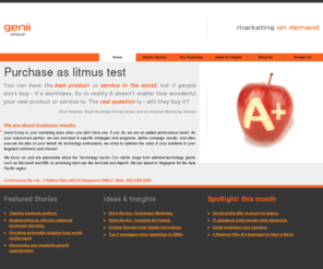 genii-group.com: Genii Group - Technology Marketing Specialists in Asia | Performance and results
Genii Group is a technology marketing services company, based in Singapore for Asia Pacific. Focused on results, clients include tech giants Microsoft and IBM, as well as representative sales office and start-ups in the ICT industry.