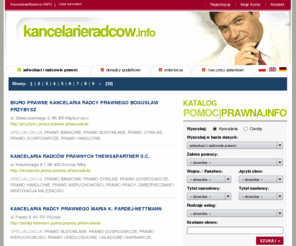 kancelarieradcow.info: KancelarieRadcow.INFO baza informacji o usługach prawniczych, radcowie prawni, radca prawny
KancelarieRadcow.INFO Bank informacji prawnych. Gdzie znajdują się adwokaci, radcowie prawni oraz kancelarie