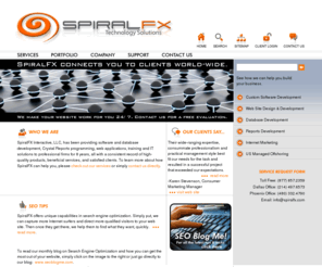 spiralfx.com: Dallas Web Site Design :: Technology Solutions :: SpiralFX :: Dallas Web Site Design :: Technology Solutions :: :: Dallas Web Site Design, Phoenix, Web Applications, Software Development, Data Processing & Conversion, Crystal Reports
SpiralFX provides software and database development, Crystal Reports programming, web applications, training and IT solutions to professional firms. Established in 2000 with a consistent record of high-quality service and satisfied clients.