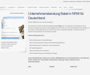 unternehmensberatung-babel.net: Unternehmensberatung für Gase-Industrie-Health Care
Unternehmenberatung für Gase, Industrie, Health Care, Gesundheitswesen und Homecare