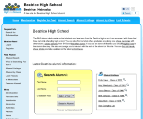 beatricehighschool.org: Beatrice High School
Beatrice High School is a high school website for Beatrice alumni. Beatrice High provides school news, reunion and graduation information, alumni listings and more for former students and faculty of Beatrice  in Beatrice, Nebraska
