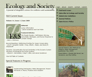 ecologyandsociety.org: Ecology and Society
A journal of integrative science for resilience and sustainability