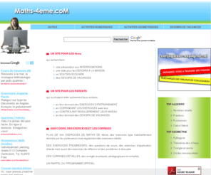 maths-4eme.com: Cours, exercices et corrigés de maths pour les 4eme
Pour les 4ème qui recherchent une préparation aux interrogations, une aide aux devoirs à la maison ou un soutien scolaire