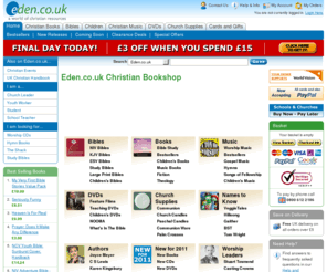 christianbookshop.info: Eden.co.uk - Christian Bookshop - Christian Books, Christian Music & DVDs, Church Supplies and Gifts
Eden.co.uk Christian Bookshop - over 100,000 christian books, CDs and DVDs. 