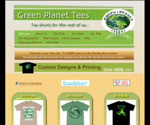 greenplanet-tees.com: Green Planet Tees - Green Tees - Eco Friendly T-shirts - Green T-Shirts - Eco T-Shirts
Green Planet offers T-Shirts for sale - Celebrate Earth day with Green tees. Custom T-shirts for corporate,Eco tees. Sell T-shirt transfers and designs. We provide custom design and printed t-shirt orders, tote bags and hoodies and many other ECO tee shirts