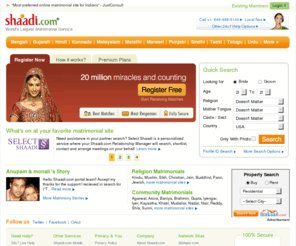 meshaadi.com: Matrimonial Sites - Indian Matrimonials - Marriage - Relationship
Matrimonial Sites - Indian Matrimonial - Marriage. No.1 Matrimonial Services Provider. Add your Free Matrimonial Profile Now! and Contact Partners for FREE!