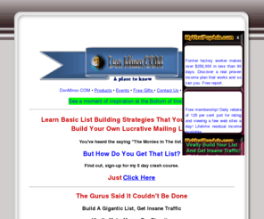 donminor.com: Don Minor.com
Internet marketing Products, free downloads, ,inspirational Videos and thoughts, products you can buy and use, Job Listing