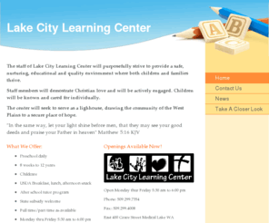 lakecitylearningcenter.com: Lake City Learning Center - Home
The staff of Lake City Learning Center will purposefully strive to provide a safe, nurturing, educational and quality enviornment where both children and families thrive. Staff members will demostrate Christian love and will be actively engaged. Children w