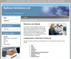 taxwillsandprobate.com: Solicitors in Somerset : Battens Solicitors Ltd
For experienced and qualified solicitors in Somerset and the surrounding area, call us today.