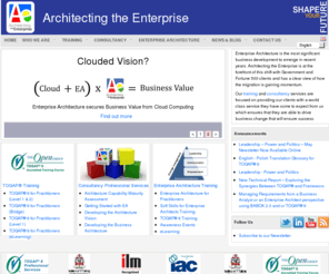 architectingtheenterprise.com: Architecting the Enterprise - TOGAF® Certification and Consultancy
Architecting the Enterprise - TOGAF certification, awareness training, education, mentoring, consultancy and resourcing in Enterprise Architecture and IT Architecture for The Open Group Architecture Framework (TOGAF)