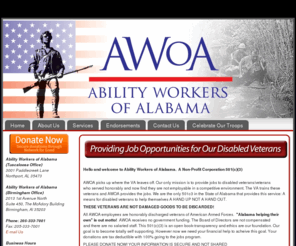 awoavet.com: Welcome to Ability Workers of Alabama
A 501c3 corporation that provides jobs to America's veterans. All compensated employees are veterans.