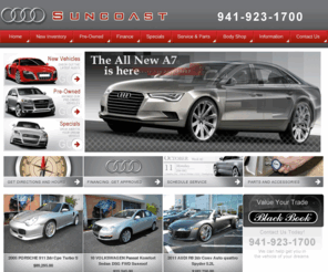 driveaaudi.com: Suncoast Audi in Sarasota, Florida - New and Used Cars, Parts and Service
Suncoast Audi in Sarasota, Florida is a Audi Dealer selling New and Used Cars, Audi Parts and Service