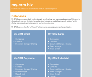 hedenstrom.biz: My-CRM Business
Databases for Small and Medium Sized Companies, Databaser för små och medelstora företag!