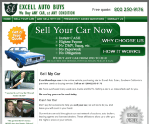 excellautobuy.com: Sell Car, Sell My Car
Don't pay for someone to help you sell your car, we will come to you and leave you with cash in your hand.