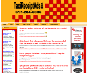 taxireceiptads.com: Taxi Ads Boston |Taxi Advertising Boston |Boston Taxi Ads|Boston Taxi Advertising
Looking for Taxi Advertising? Taxi ads in Boston? Our High quality full color blank Taxi Receipts are the number one way to reach thousands of potential customers. We put your message directly in peoples hands. taxireceiptads.com Call us now!