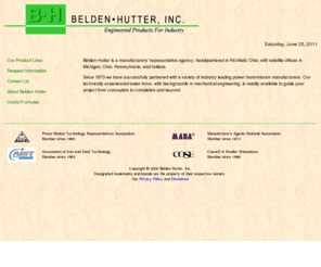 belden-hutter.com: Belden-Hutter, Inc.
Belden-Hutter is a manufacturers' representative agency for the power transmission industry.