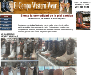 elcompawestern.com: El Compa Western Wear
Botas con la mejor calidad de pieles exoticas en Houston. Botas Arango.