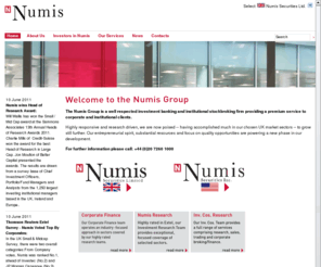 numissecurities.net: Welcome to Numis Securities
Numis Securities - Leading Independent Investment Banking and Broking Group