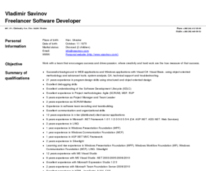 vsavinov.com: Vladimir Savinov - Freelancer. Software Developer -

