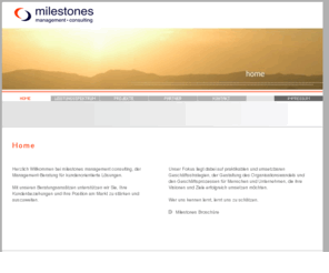 milestones-mc.de: Milestones Management Consulting
Willkommen bei Milestones Management Consulting in Kln. Wir beraten und begleiten private wie ffentliche Unternehmen im Rahmen ihrer Organisation und Wandlungsprozesse.