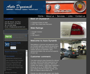 autodynamiksf.com: AutoDynamikSF
Auto Dynamik is a family-owned business that has specialized in providing personalized service to our customers for more than 20 years.