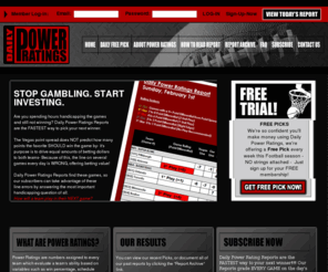 dailypowerratings.com: Daily Power Ratings- Sports betting reports providing daily winning football picks, NBA basketball p
Daily Power Ratings- Sports betting reports featuring exclusive daily power ratings for fast winning NFL football picks, NBA basketball picks & MLB baseball picks.