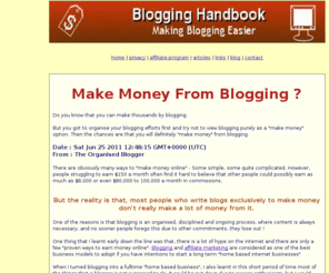 organised-blogger.com: The Organised Blogger - Blogging, Freeancing Handbook
The Blogging Handbook Shows You How To Profit From Blogging, Freelance Writing And Internet Marketing