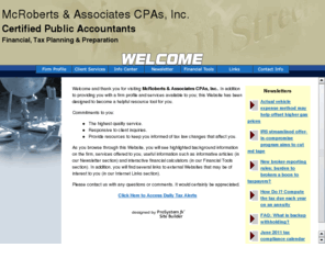 mcrobertscpas.com: McRoberts & Associates CPAs, Inc.
Certied Public Accountants