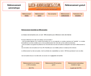 lien-annuaires.com: Referencement gratuit, referencement automatique, lien-annuaires.com
Lien-annuaires.com, référencement gratuit, référencement automatique, Référencez votre site sur plus de 900 annuaires en liens dur ! referencement gratuit et automatique 