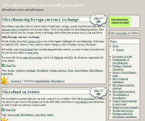 microfinanceinfo.com: Microfinance and microcredit information
Principles of Microfinance and microcredit. Information and news  on our blog
