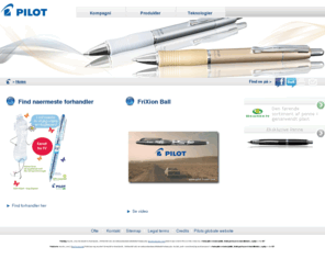 pilotpen.dk: Pilot Danmark-  PILOT, Branded for skriveredskaber
Oplev PILOTs website, Branded for skriveredskaber. Eksklusive sortiment, blæk, teknologi, selskaber i Frankrig og over hele verden.