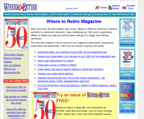 retirementcommunityflorida.com: Where to Retire Magazine
Where to Retire is America's foremost authority on retirement relocation. Try a free trial issue and we'll help you find the ideal setting for a happy and fulfilling retirement.