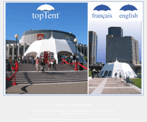 toptentinc.com: TopTent inc
TopTent is a 2,000 sq ft automated tent that opens like an umbrella. It can be installed in 15 minutes by two operators. Ideal for cultural, corporate and sports events. Accommodates up to 250 people.Le Parabris est un chapiteau automatisé de 15 m qui s'installe en 15 minutes au moyen d'un mat hydraulique amovible. Idéal pour des événements culturels, sportifs et corporatifs de 120 à 250 personnes. 