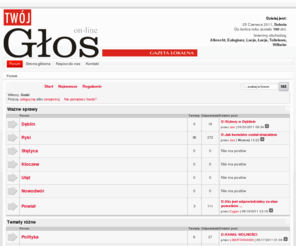 twojglos.pl: Twój Głos - tygodnik powiatu ryckiego - Wykaz for -
Gazeta lokalna Powiatu Ryckiego. Ryki, Dęblin, Nowodwór, Stężyca, Ułęż, Kłoczew - Aktualności, Sport, Ogłoszenia.
