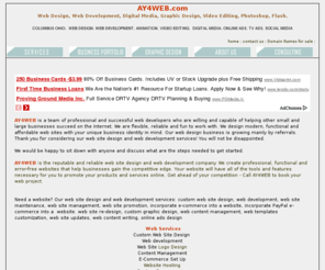 ay4web.com: AY4WEB. Web Design, Web development, Digital Media, Web Advertising, Photoshop. Special effects, Social Media, Micromedia, 3D design, On-line ads, TV ads, creative edverising. Columbus, Ohio, OH
AY4WEB. Web Design, Web development, Digital Media, Web Advertising, Photoshop. Special effects, Social Media, Micromedia, 3D design, On-line ads, TV ads, creative edverising. Columbus, Ohio, OH> 
<link rel=