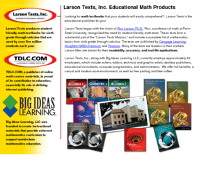bigideaarts.com: Larson Texts, Inc.
Learn about Larson Texts, Larson Learning, Inc., and TDLC.com