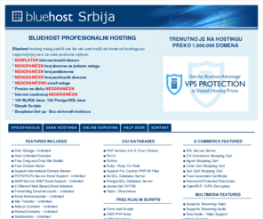 bluehost-srbija.com: Bluehost hosting Srbija - Profesionalni Web Hosting
Profesionalni web hosting, neograničen Bandwidth, neograničen prostor na disku, 100 MySQL baza, neograničen broj domena na jednom nalogu za 83.40$ godišnje, Srbija