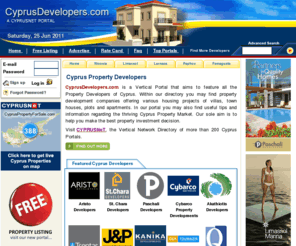 yellowpages24.com: Cyprus Property Developers
Cyprus Property For Sale by Cyprus Developers. Use Cyprus Property Developers to find Villas, Houses, Apartments, flats, land, commercial property and offices to Buy or Rent