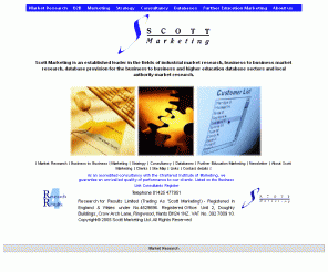 scottmarketing.com: Industrial Market Research Scott Marketing business to B2B research for results database local authority market research Education sector school
Industrial Market Research, marketing for the business and Education sectors, educational databases and commercial intelligence at Scott Marketing, b2b