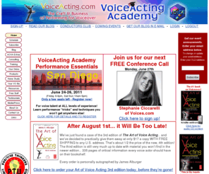 voiceacting.com: Home
Voiceover talent, performance coaching, tools, and resources for students and professionals in the craft and business of voiceover. Voiceover training from James Alburger & Penny Abshire, plus James Alburger's book, 