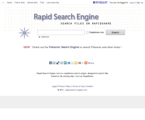 rapid-search-engine.com: Rapidshare search engine - Search files hosted on rapidshare
Rapidshare search engine, free rapidshare search, search rapidshare files
